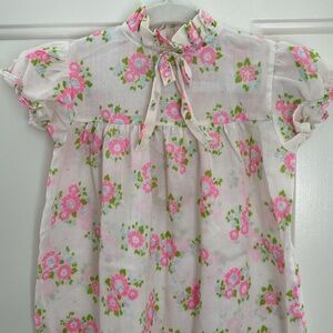 Heir Craft by Freitag Vintage Baby Toddler Dress - Pink Flower Dress - Boho Baby